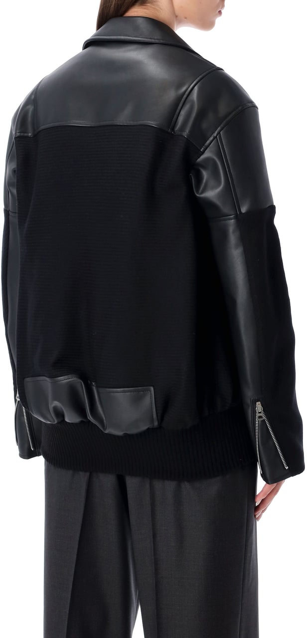 Junya Watanabe Bomber Wool + Eco Leather Nero Zwart