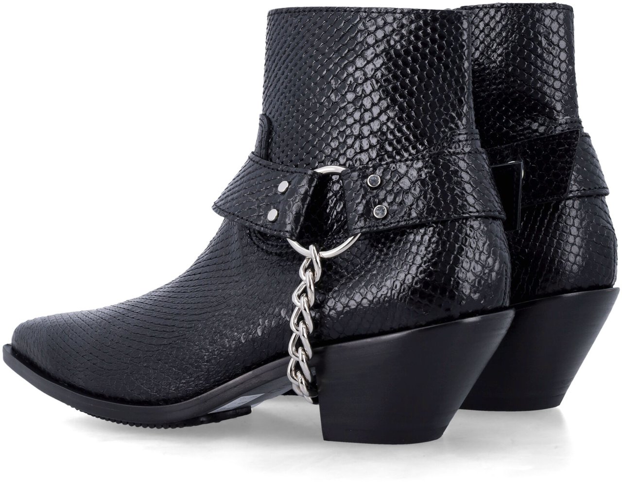 Junya Watanabe Ankle Bootie Snake Print Nero Zwart