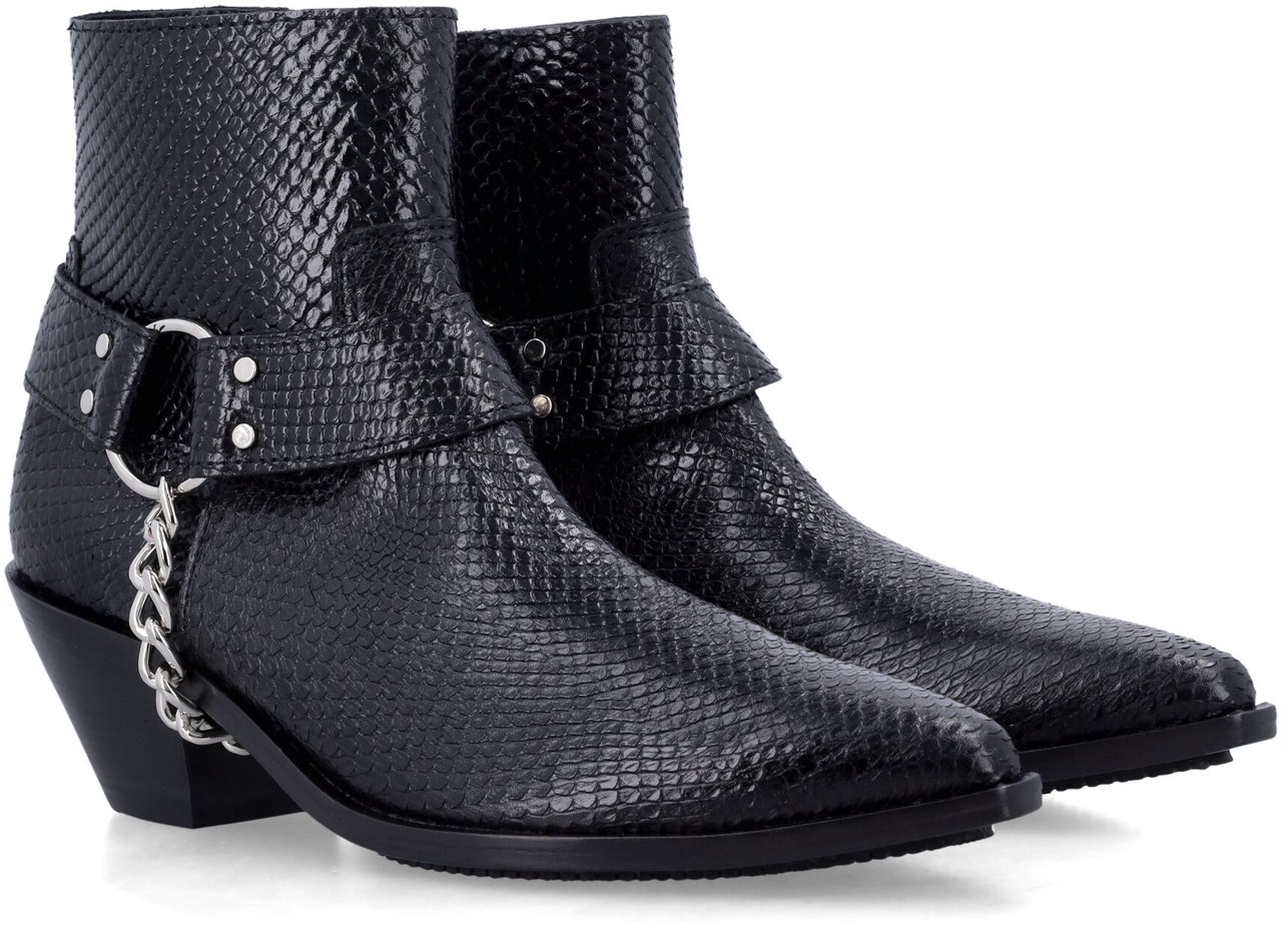 Junya Watanabe Ankle Bootie Snake Print Nero Zwart