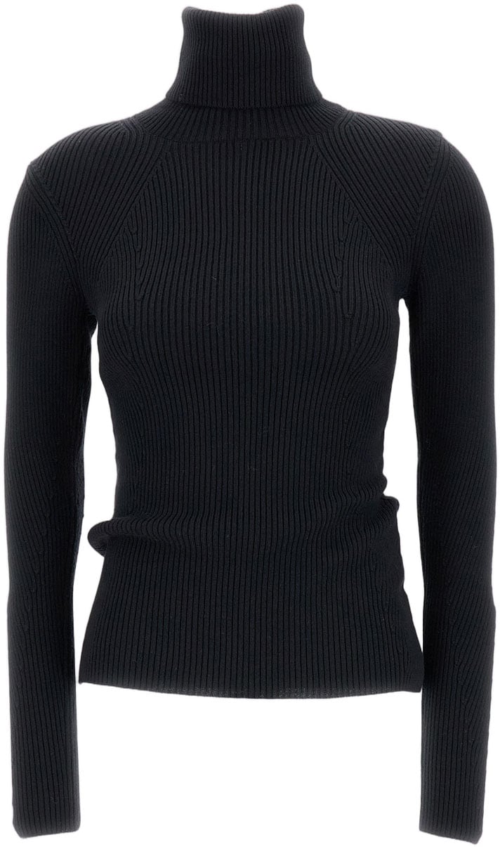 Junya Watanabe High-Neck Ribbed Turtleneck Sweater Zwart