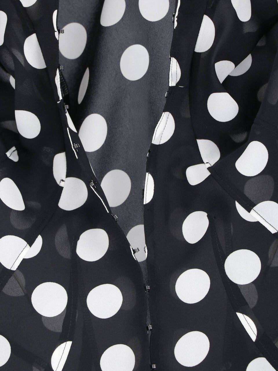 Junya Watanabe Black Polka Dot Fitted V-Neck Shirt Zwart