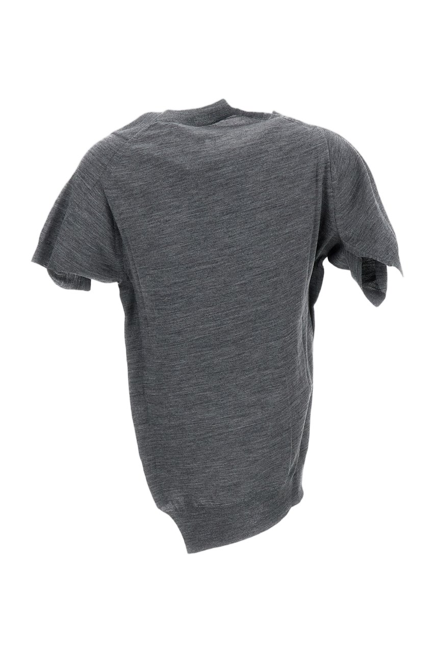 Junya Watanabe Grey Deconstructed Crew Neck Wool Sweater Grijs