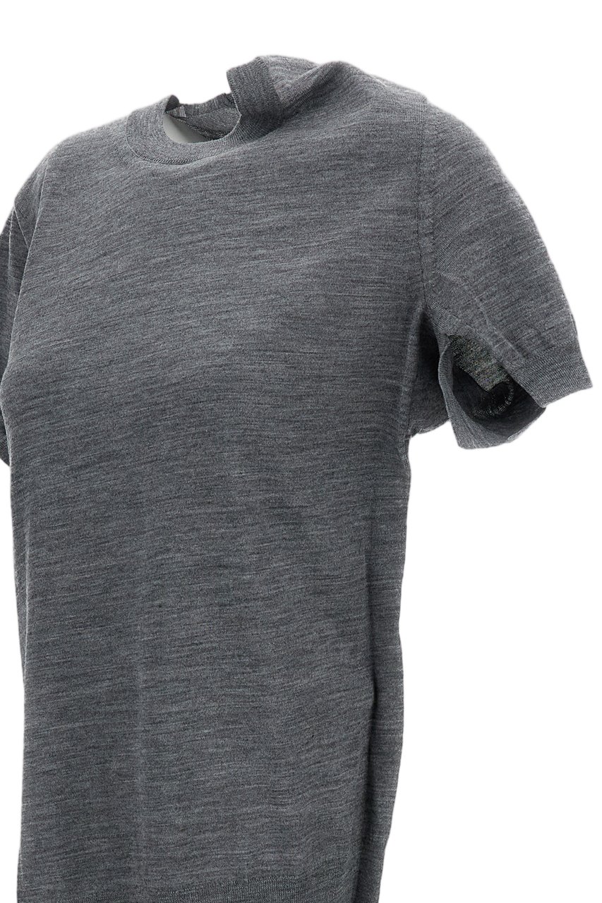 Junya Watanabe Grey Deconstructed Crew Neck Wool Sweater Grijs