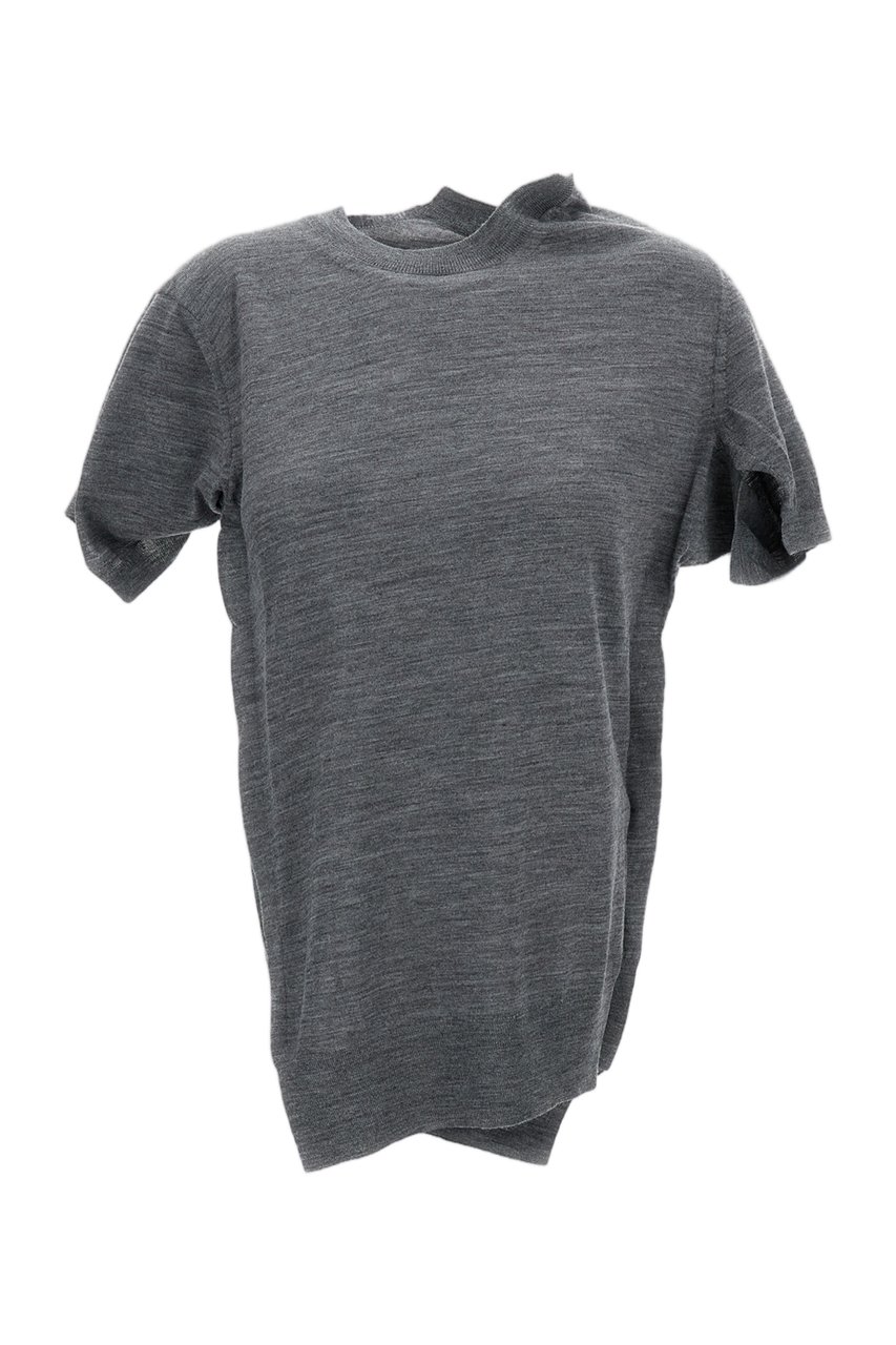 Junya Watanabe Grey Deconstructed Crew Neck Wool Sweater Grijs