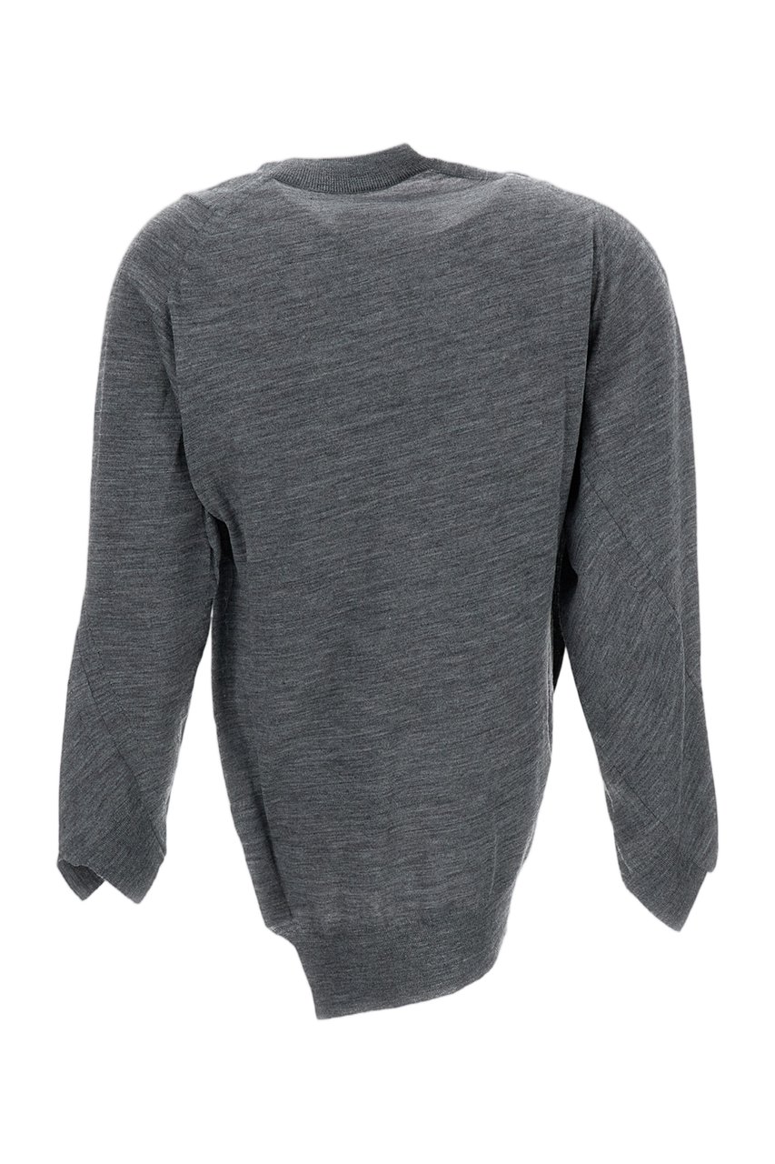 Junya Watanabe Grey Deconstructed Crew Neck Wool Cardigan Grijs