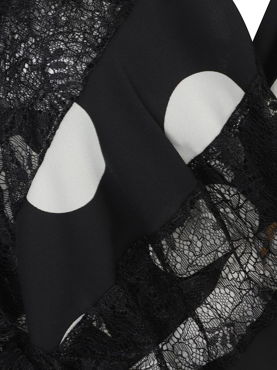 Junya Watanabe Black Lace Inserts Polka Dot Midi Dress Zwart