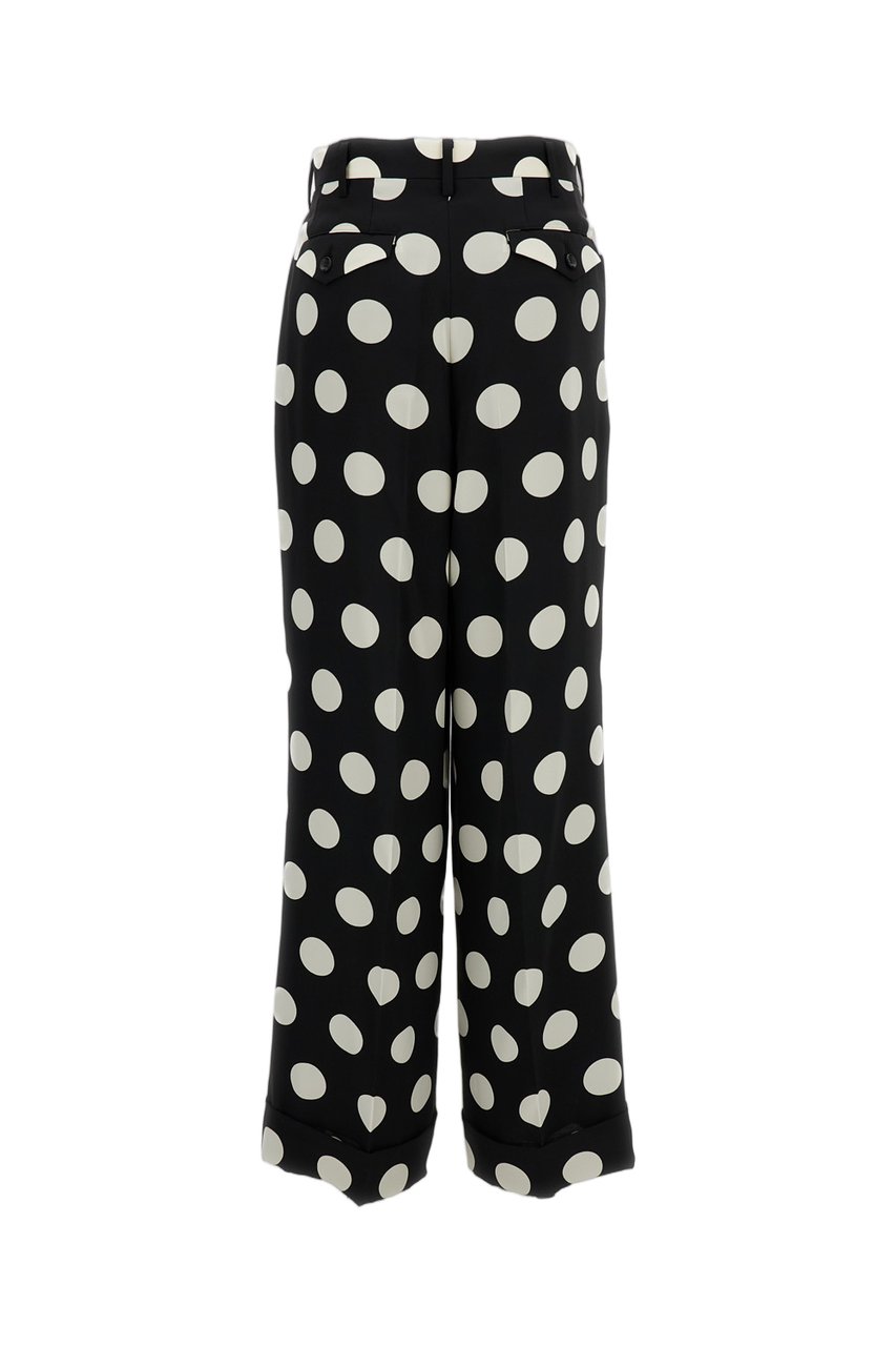 Junya Watanabe Black White Polka Dot Wide-Leg Pants Zwart