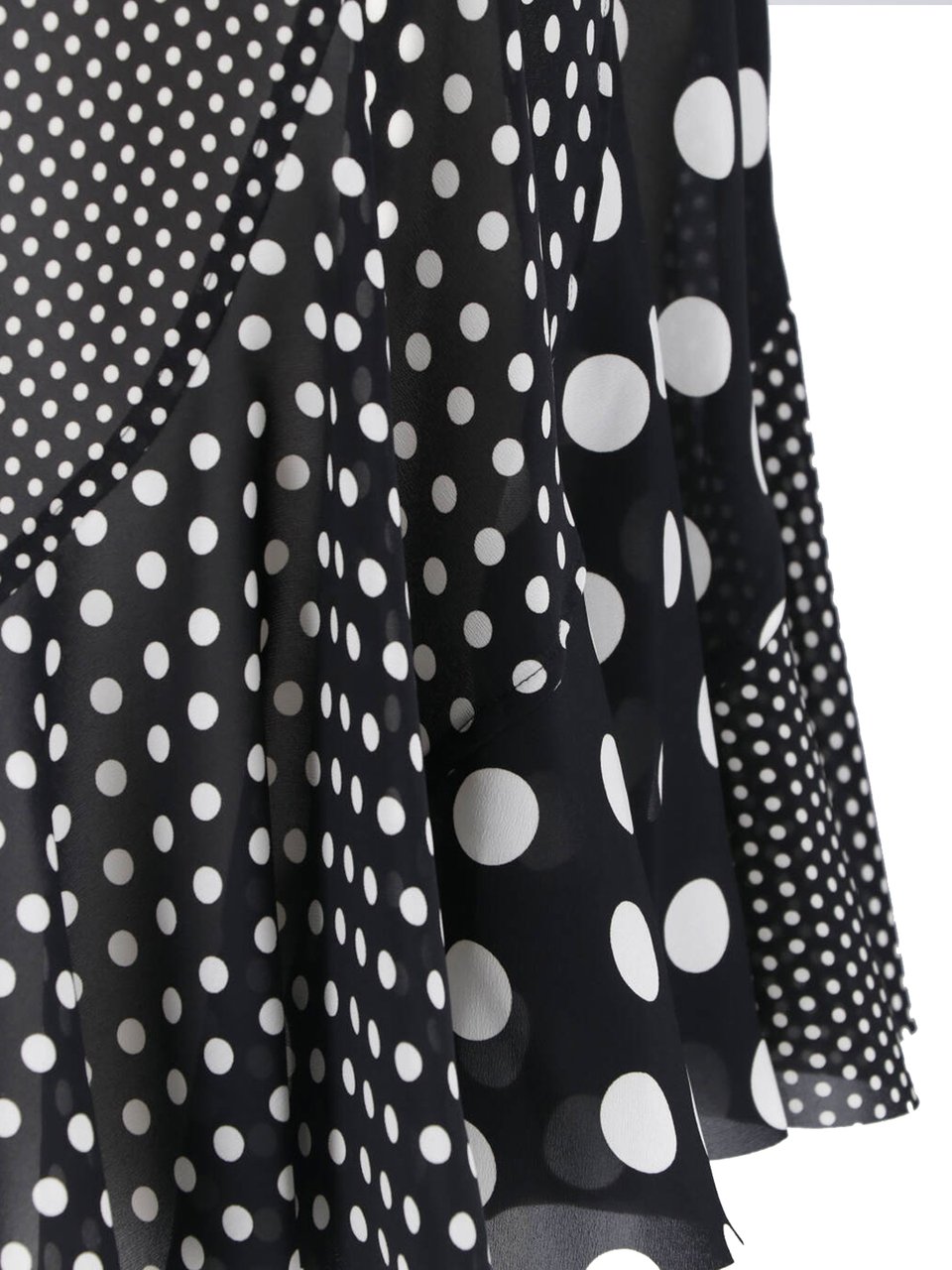 Junya Watanabe Black Polka Dot Patchwork Ruffled Skirt Zwart