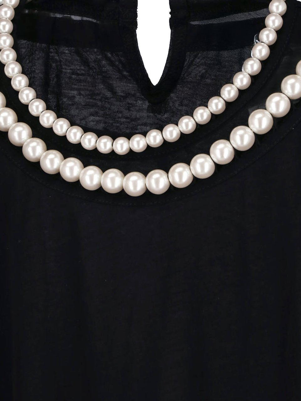 Junya Watanabe Black Pearl Embellished Cotton Top Zwart