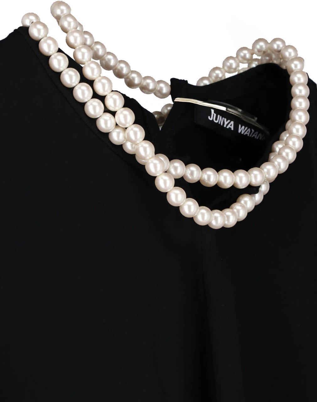 Junya Watanabe Black Pearl Adorned Cotton T-shirt Zwart
