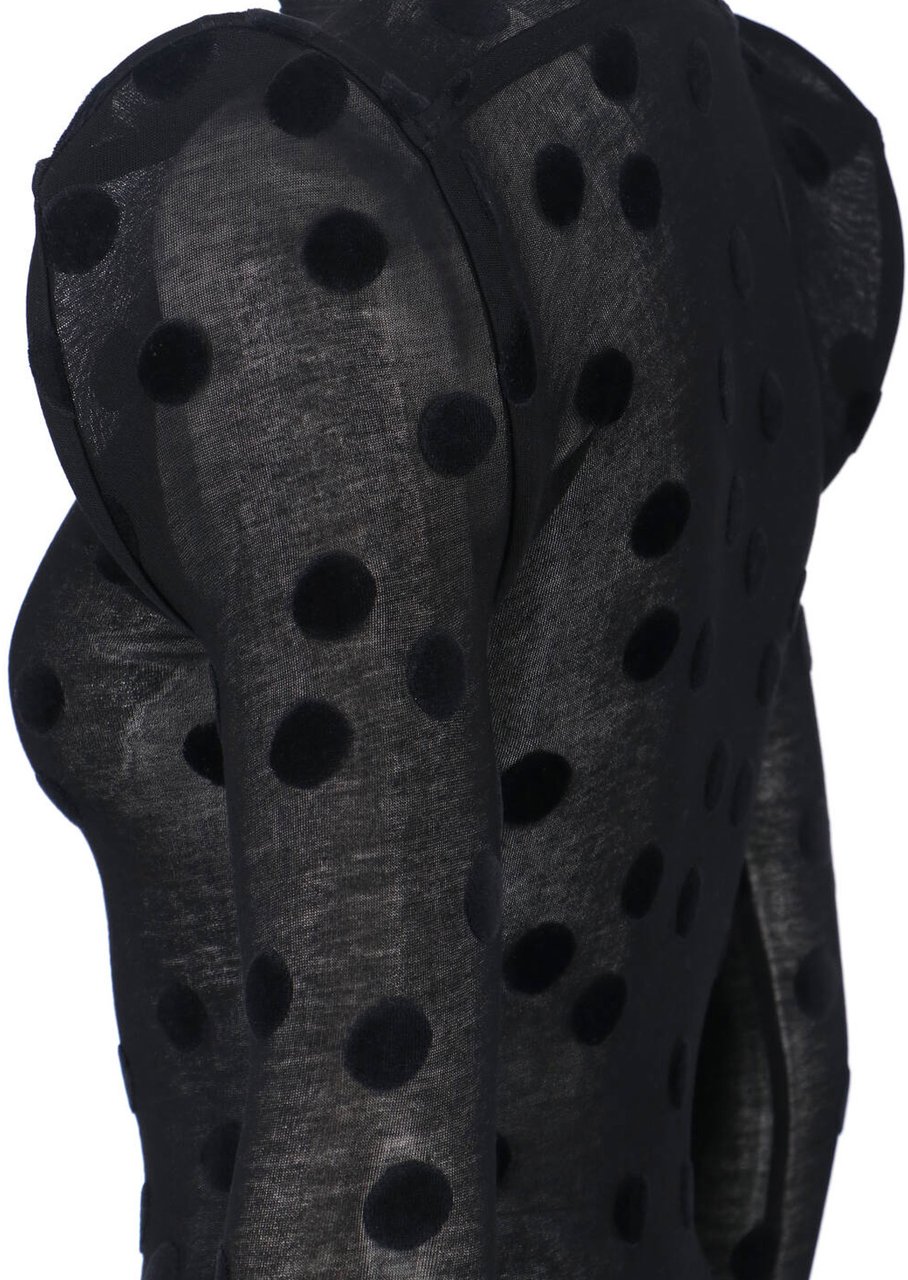 Junya Watanabe Black Polka Dot Cotton Top Zwart