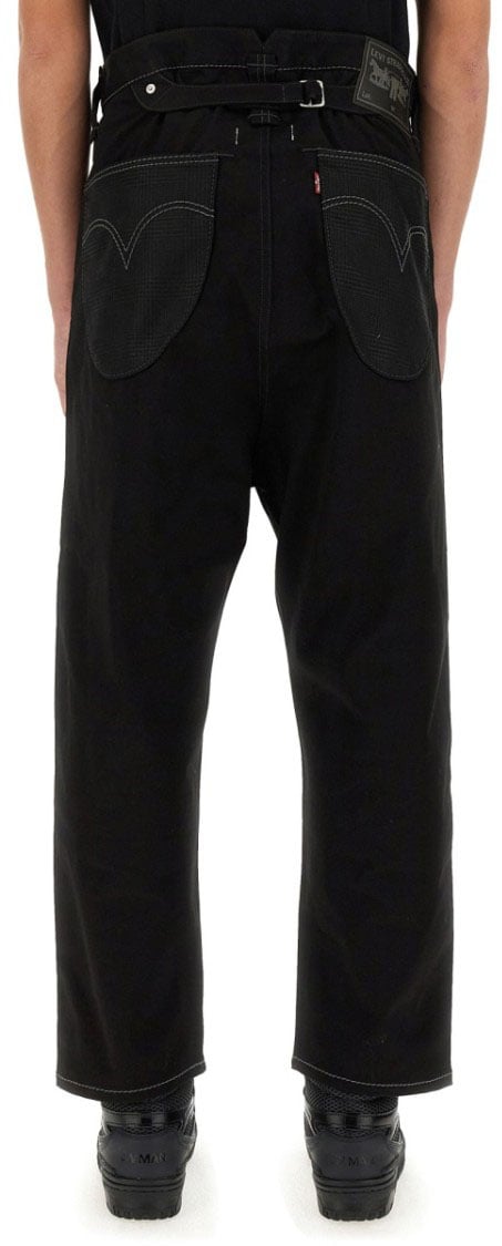Junya Watanabe High-Waisted Wide-Leg Pants With Distinctive Stitching Zwart
