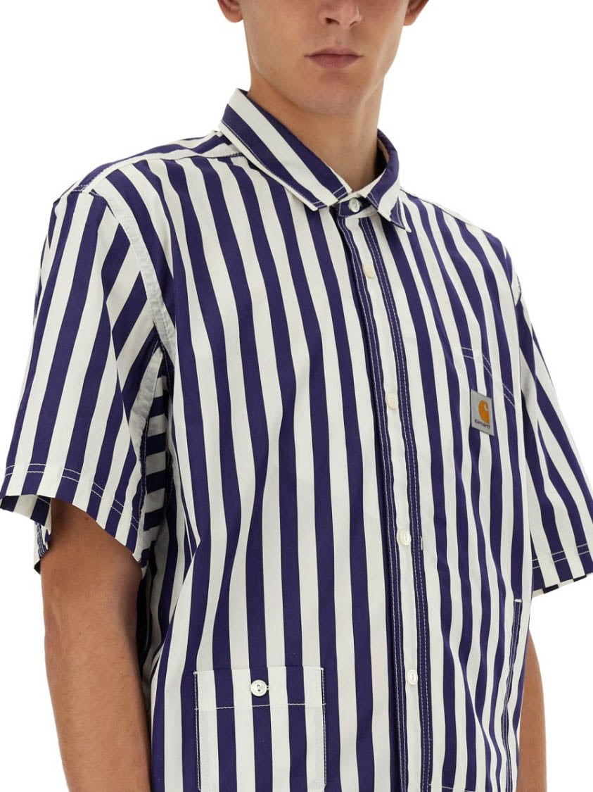 Junya Watanabe Short-Sleeved Vertical Stripe Shirt Zwart