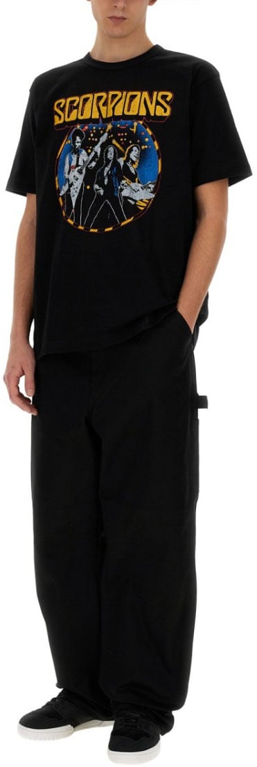 Junya Watanabe Relaxed Fit Black Graphic Print T-Shirt Zwart