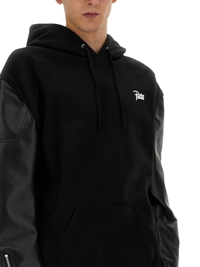 Junya Watanabe Hooded Black Flap Sweatshirt Zwart