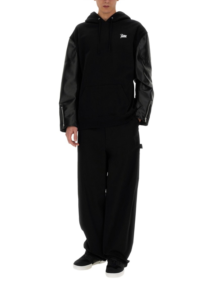 Junya Watanabe Hooded Black Flap Sweatshirt Zwart