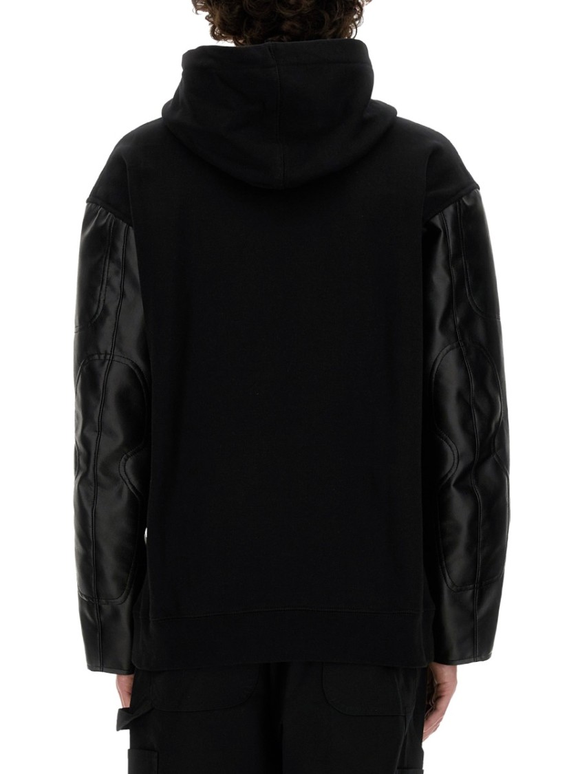 Junya Watanabe Hooded Black Flap Sweatshirt Zwart
