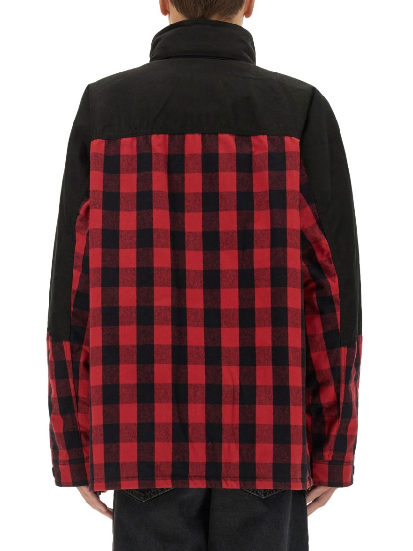 Junya Watanabe Check Pattern Jacket With Frontal Zip And Snap Button Closure Rood