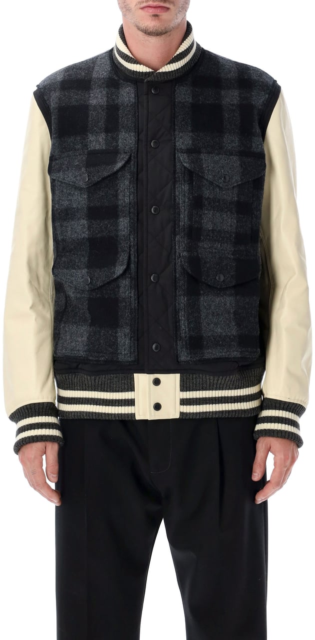 Junya Watanabe Varsity Jacket Black Grey Zwart