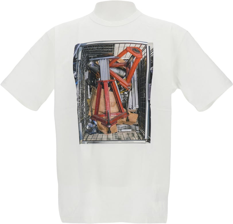 Junya Watanabe Cotton Jersey T-Shirt With Screen-Printed Graphic Wit