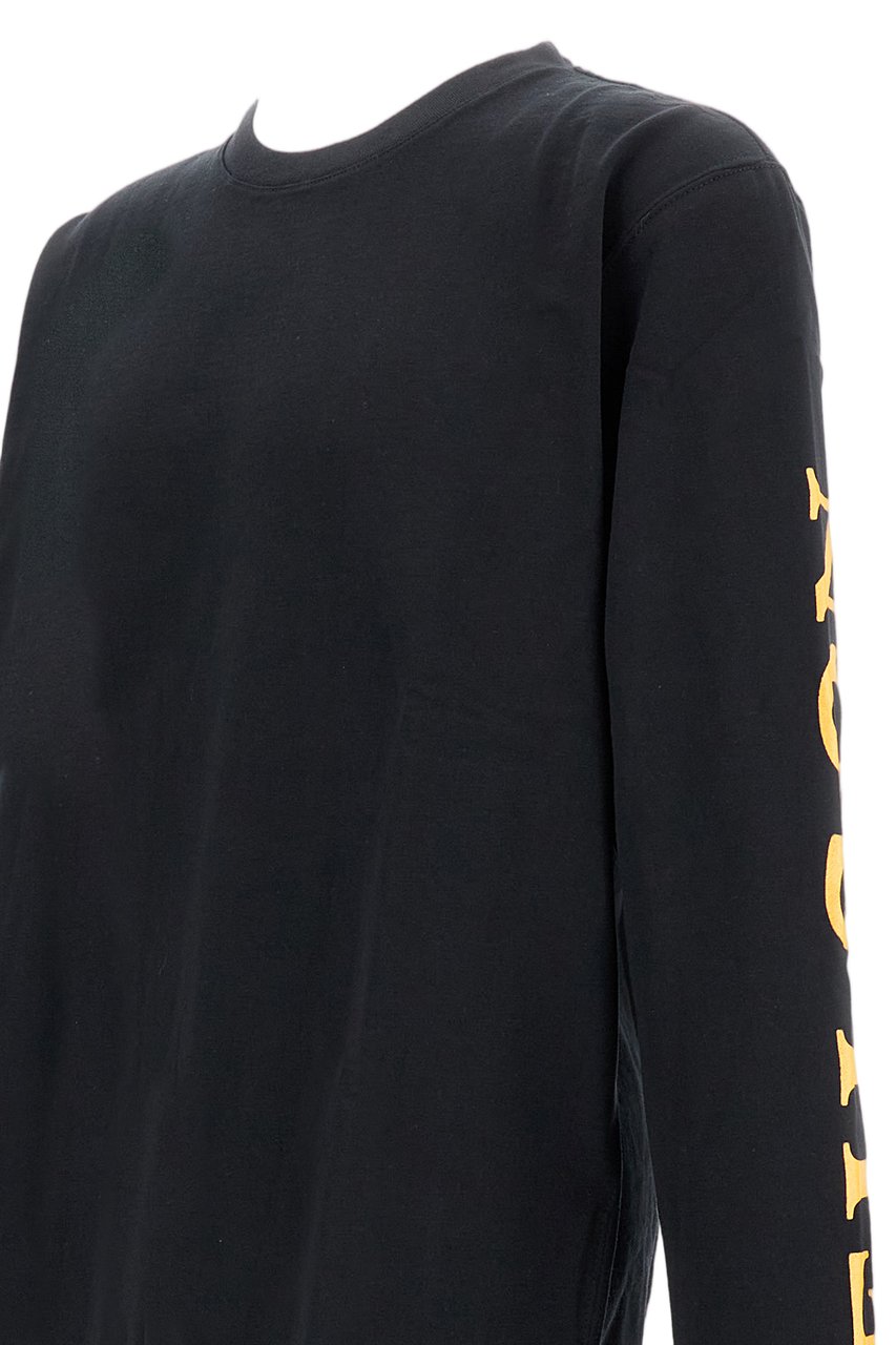Junya Watanabe Long-Sleeve Crew Neck T-Shirt With Fluorescent Graphic Detail Zwart