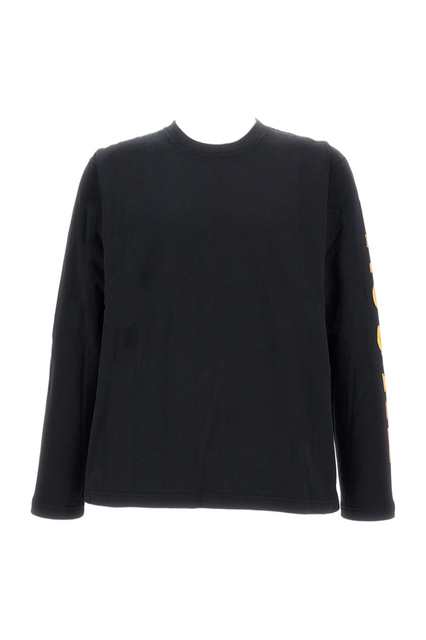 Junya Watanabe Long-Sleeve Crew Neck T-Shirt With Fluorescent Graphic Detail Zwart
