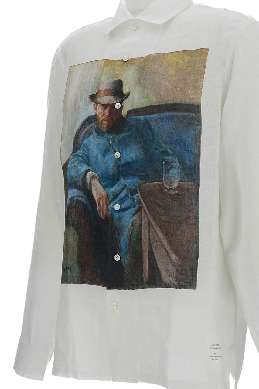 Junya Watanabe White Printed Edvard Munch Linen Shirt Wit