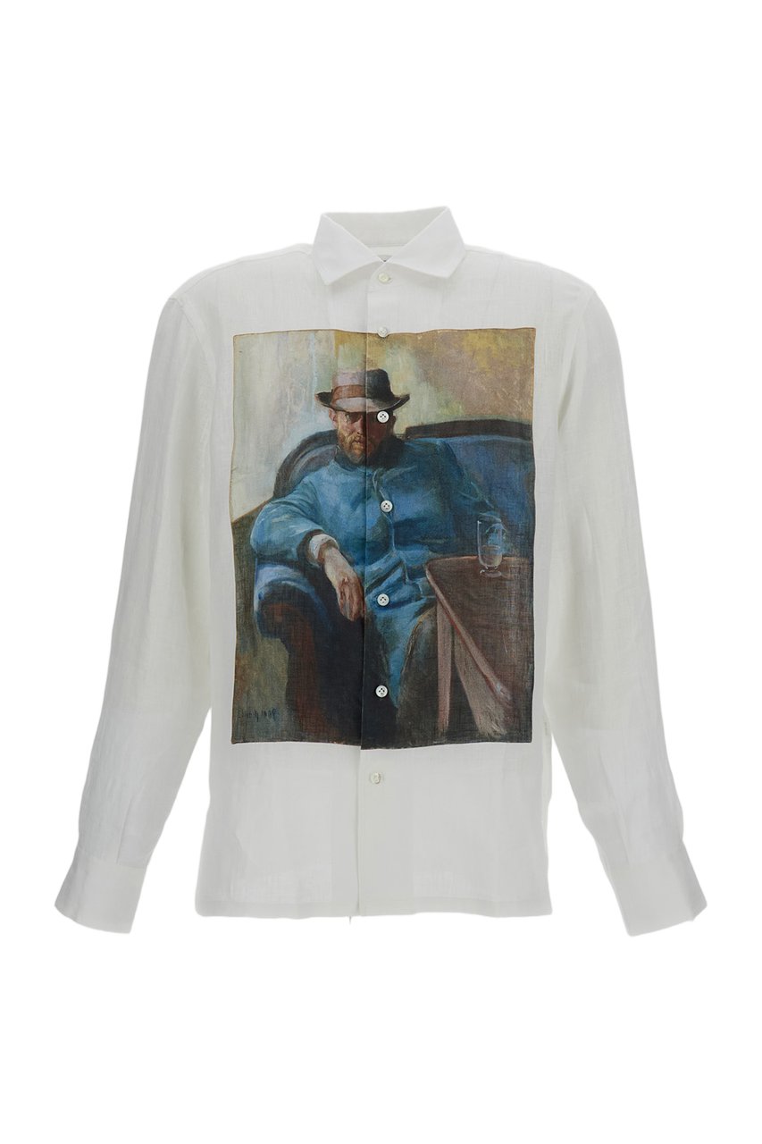 Junya Watanabe White Printed Edvard Munch Linen Shirt Wit