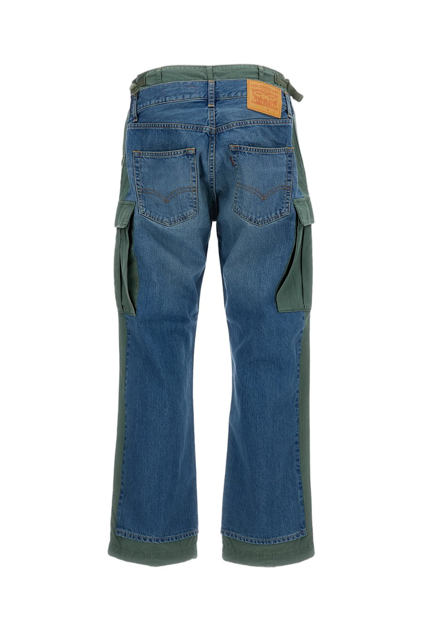 Junya Watanabe Blue Green Hybrid Panelled Denim Jeans Blauw