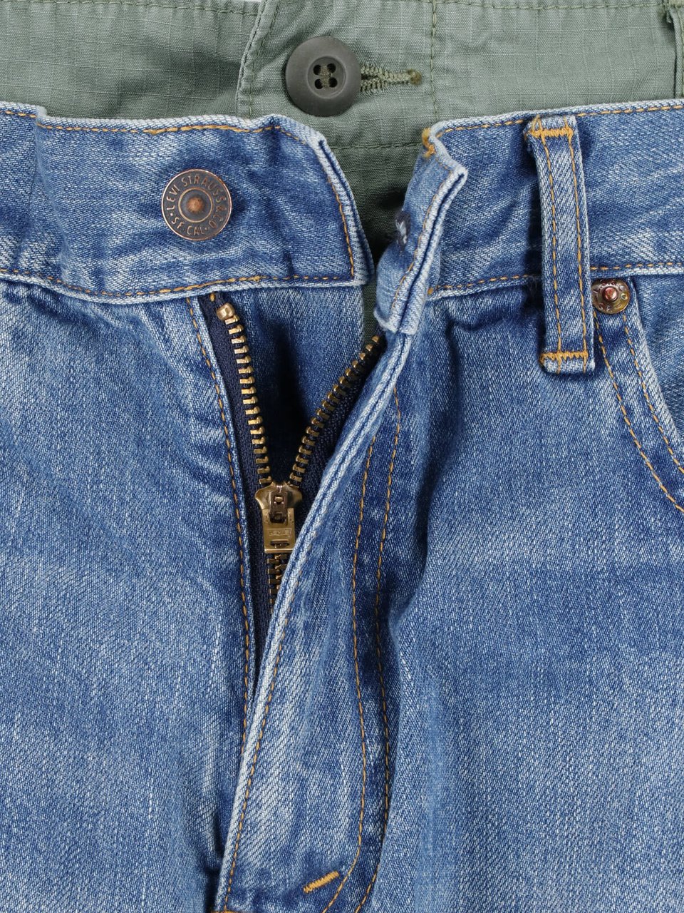 Junya Watanabe Blue Patchwork Cargo Drawstring Denim Jeans Blauw