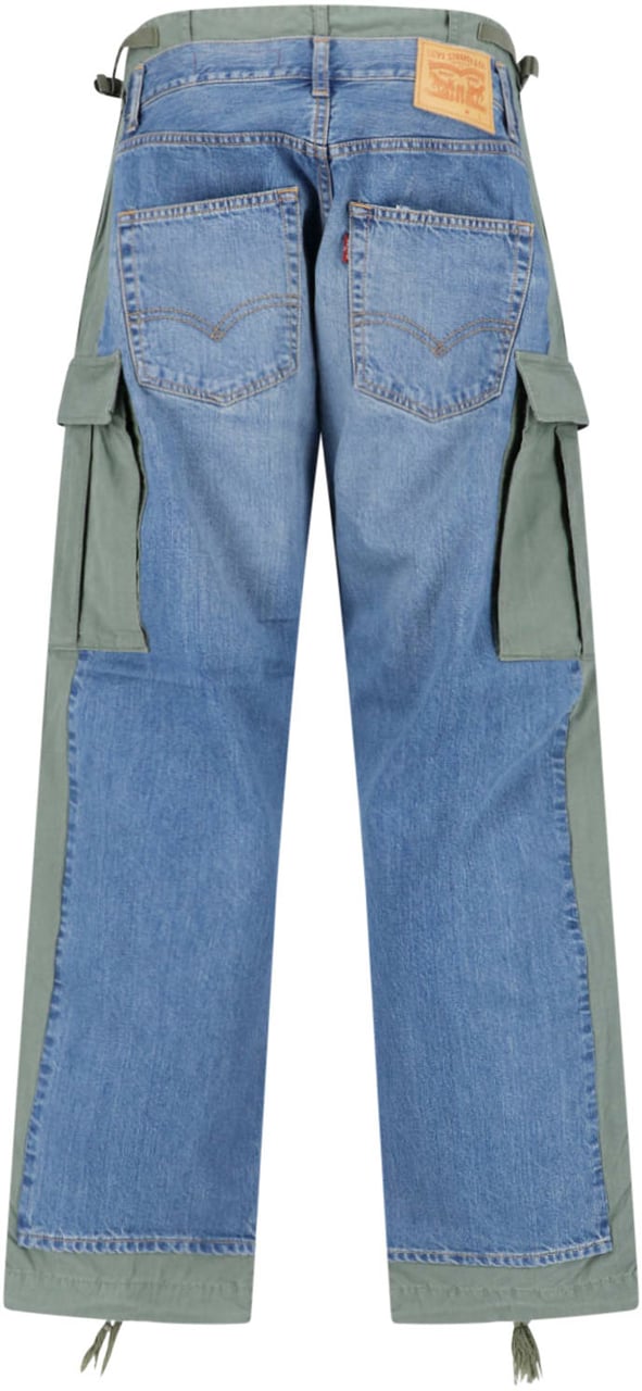 Junya Watanabe Blue Patchwork Cargo Drawstring Denim Jeans Blauw