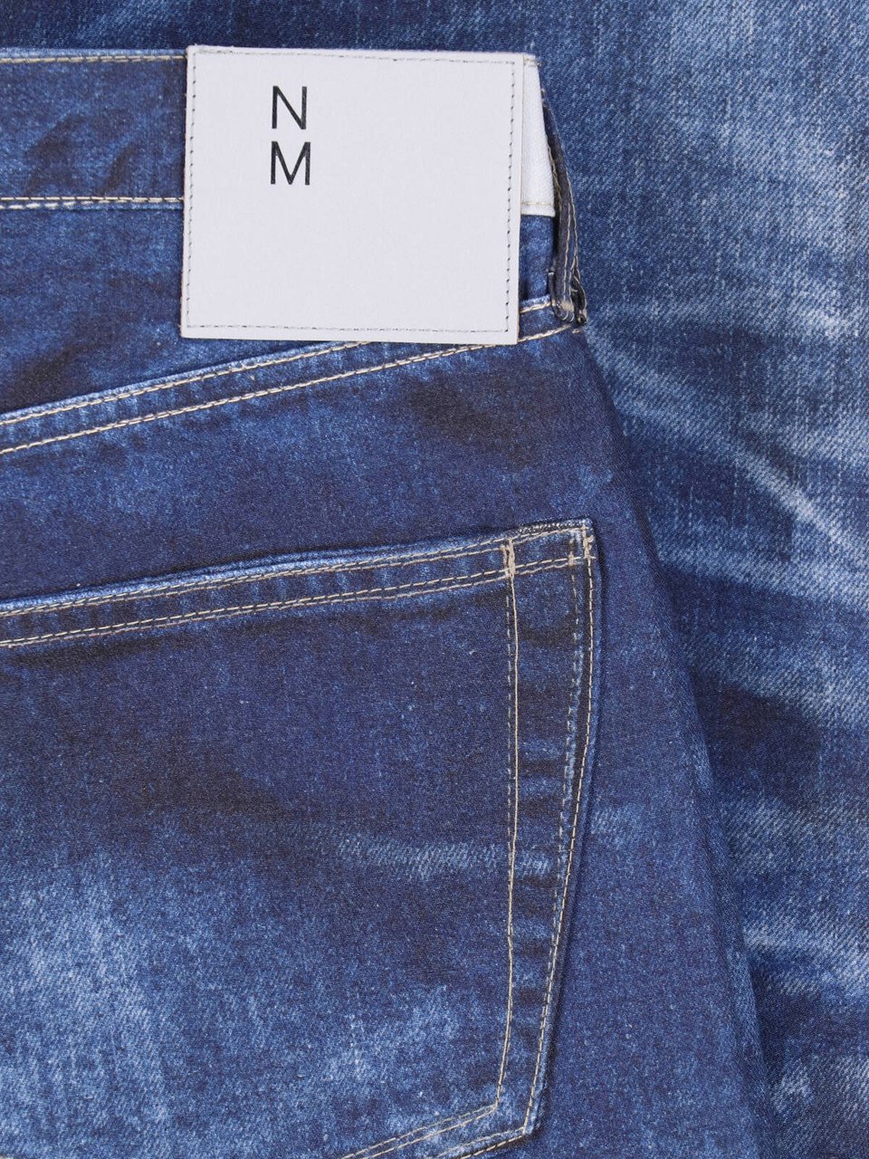 Junya Watanabe Blue Patchwork Distressed Straight Leg Jeans Blauw