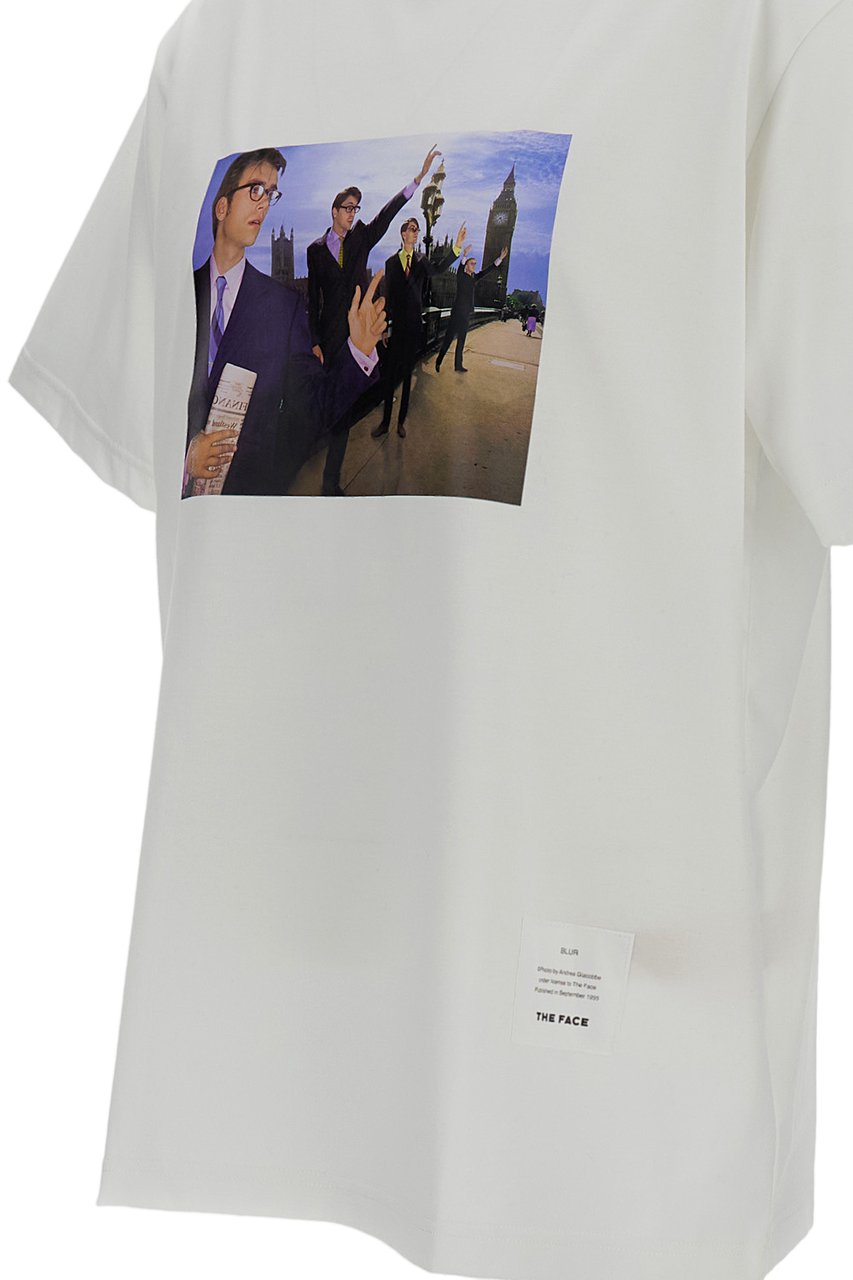 Junya Watanabe White Printed Crew-Neck Cotton T-Shirt Wit