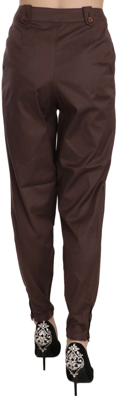 Just Cavalli Brown High Waist Tapered Formal Trousers Pants Bruin