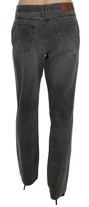 Just Cavalli Gray Washed Mid Waist Straight Denim Pants Jeans Grijs