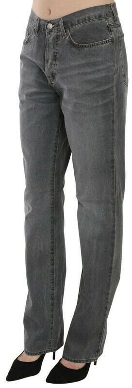 Just Cavalli Gray Washed Mid Waist Straight Denim Pants Jeans Grijs