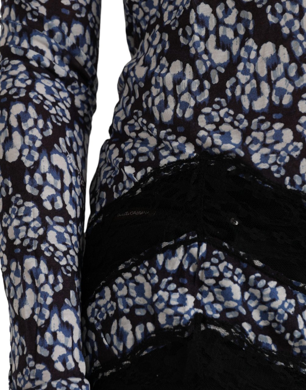 Just Cavalli Blue Floral Lace Long Sleeves Top Underwear Blouse Blauw