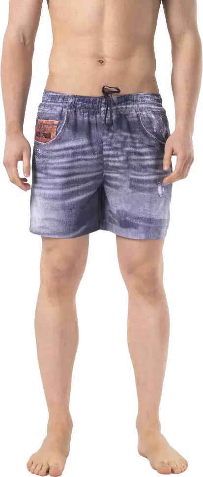 Just Cavalli Just Cavalli Blue Polyester Men Swimwear Short Blauw
