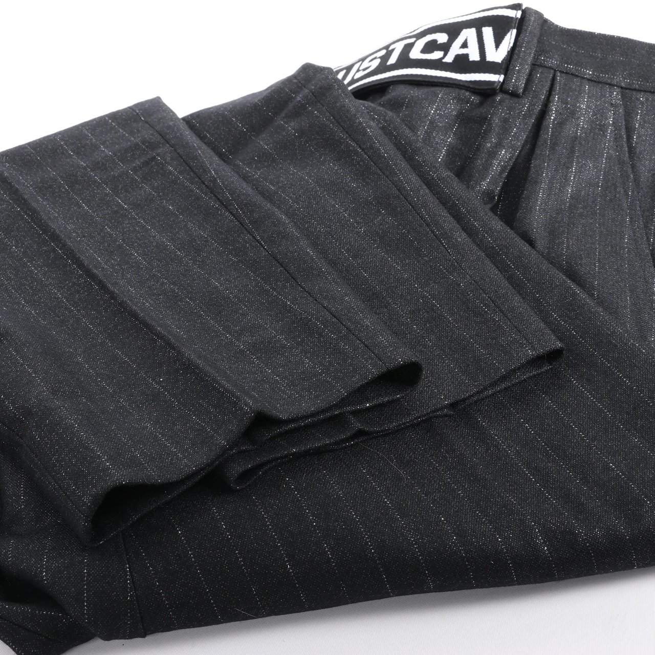 Just Cavalli Just Cavalli Stripped Wool Trousers in Black, Size 46 IT Zwart