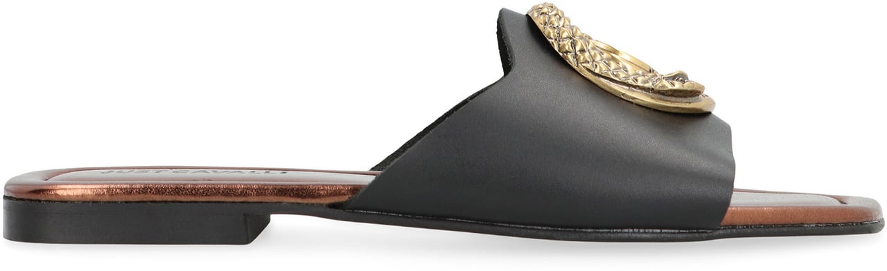 Just Cavalli Elisie leather slides Zwart