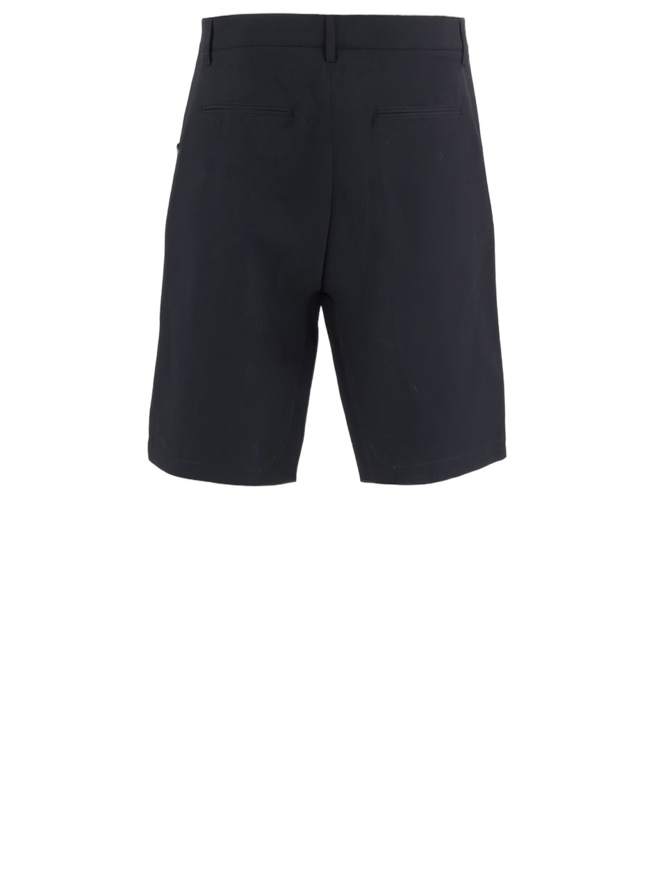 Just Cavalli Tailored Dark Navy Stretch Nylon Shorts with Logo Detail Blauw