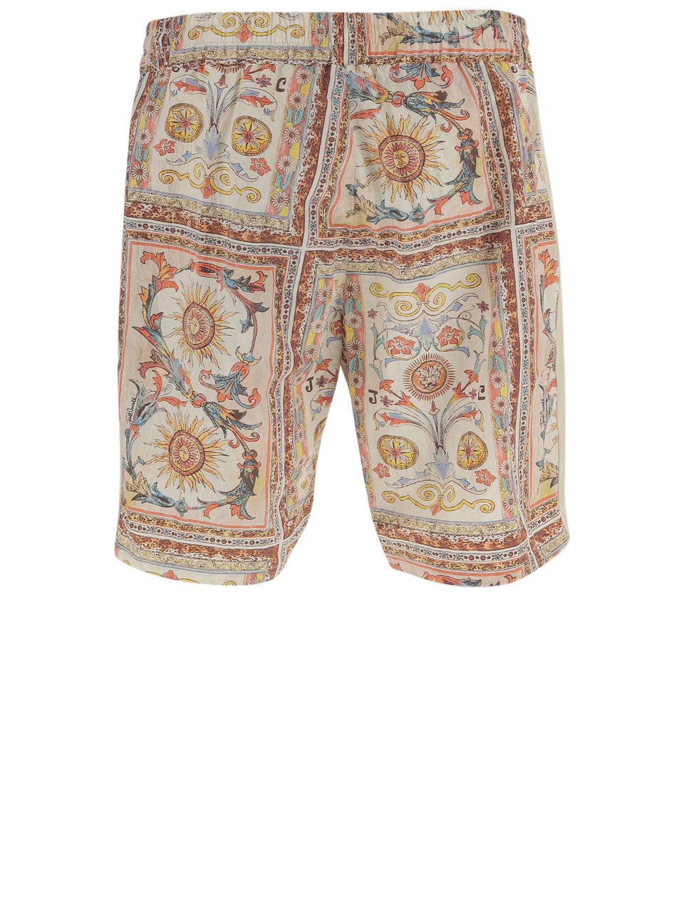Just Cavalli Multicolor Ornamental Print Nylon Shorts Neutraal