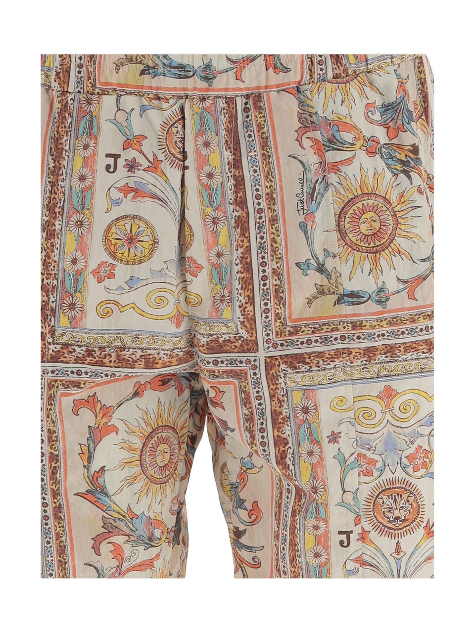 Just Cavalli Multicolor Ornamental Print Nylon Shorts Neutraal
