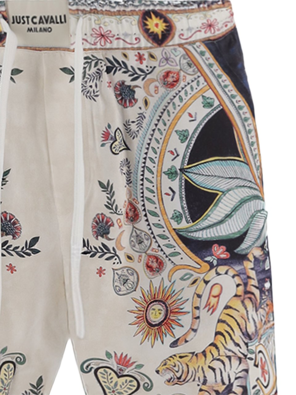 Just Cavalli Multicolor Printed Viscose Relaxed Shorts Grijs