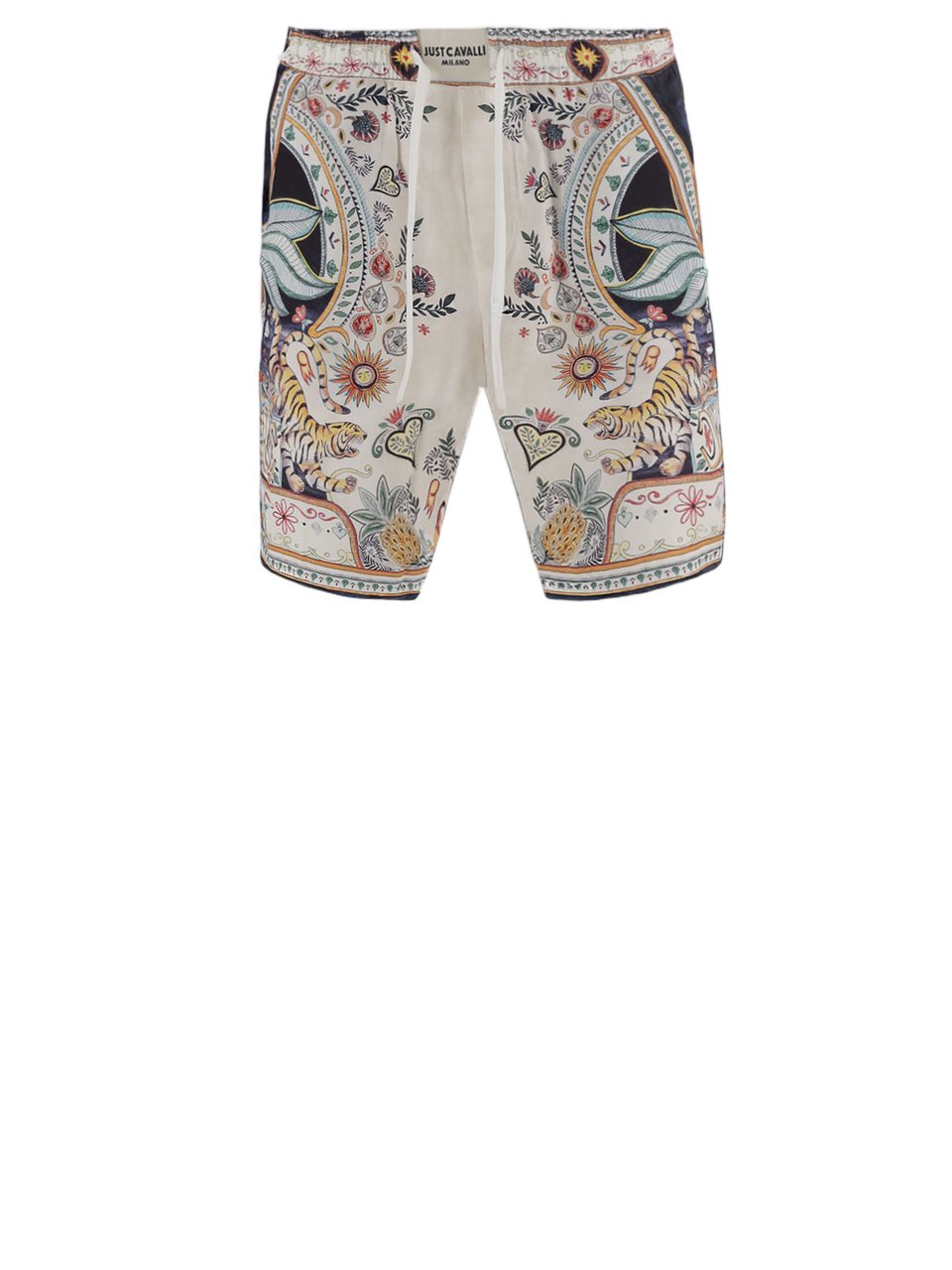 Just Cavalli Multicolor Printed Viscose Relaxed Shorts Grijs