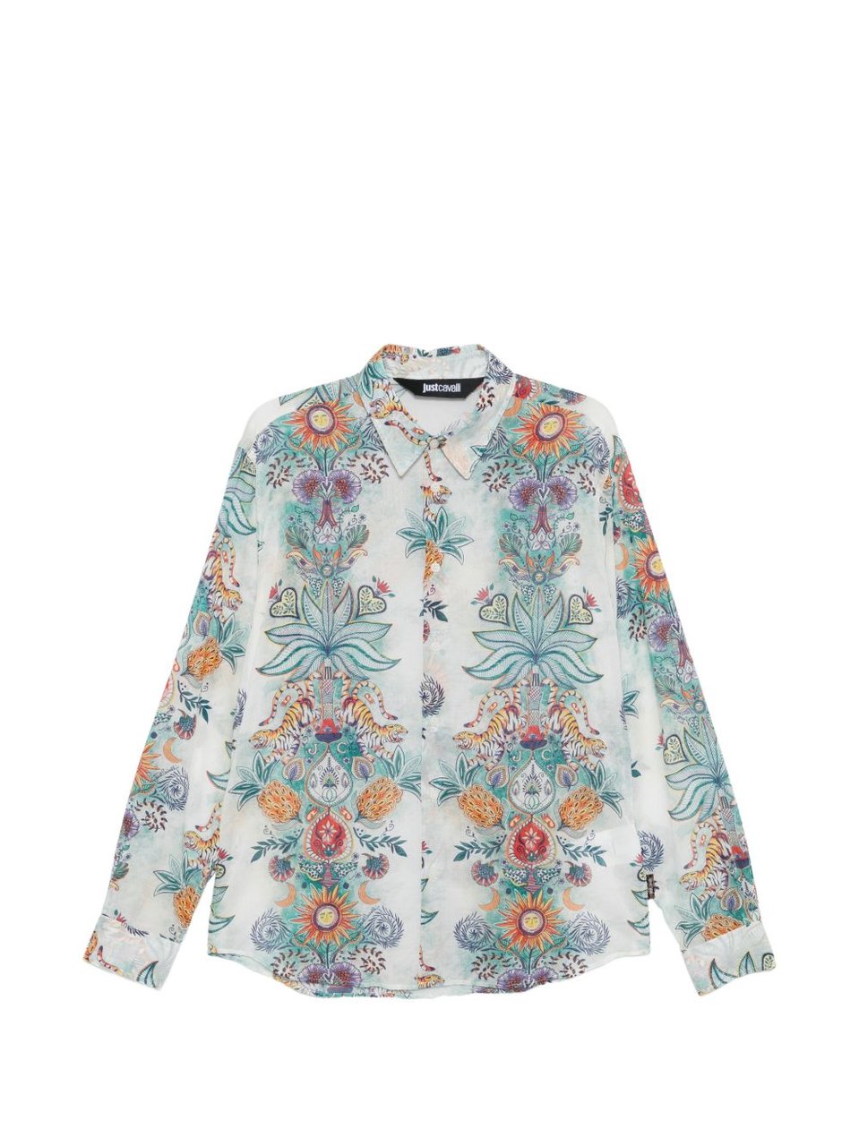 Just Cavalli Long-Sleeved Floral Animal Printed Shirt Wit