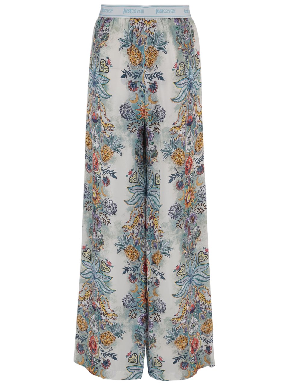 Just Cavalli Multicolor Floral Wide-Leg Viscose Pants Wit