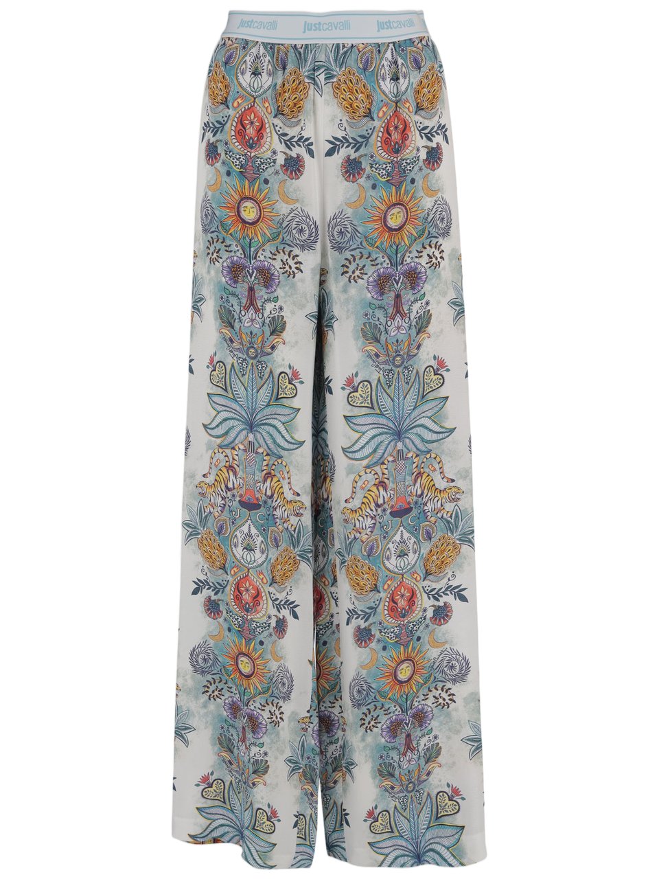 Just Cavalli Multicolor Floral Wide-Leg Viscose Pants Wit