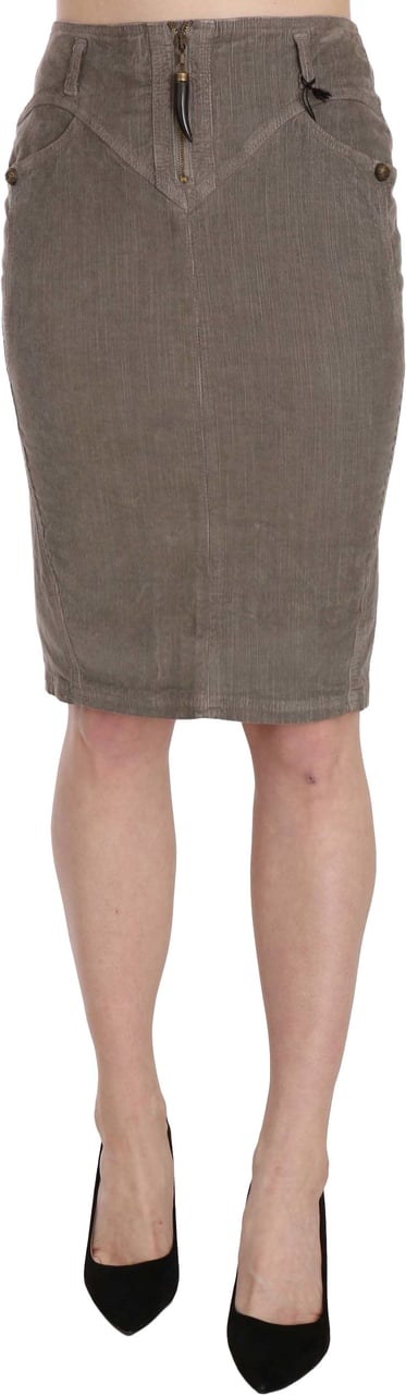 Just Cavalli Gray Corduroy Pencil Straight A-Line Skirt Grijs