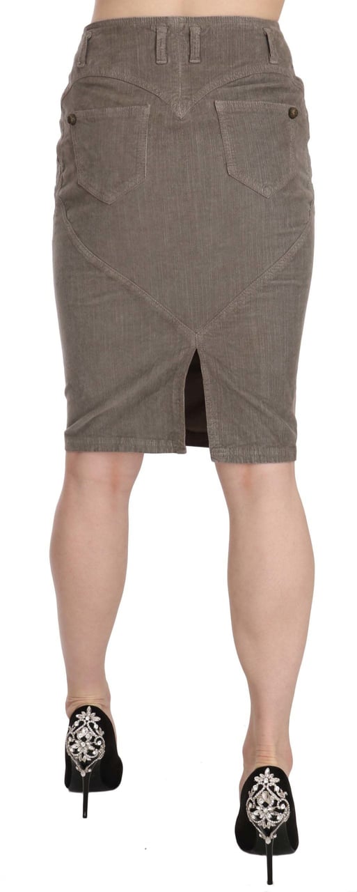 Just Cavalli Gray Corduroy Pencil Straight A-Line Skirt Grijs